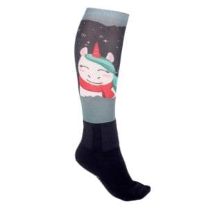 QHP Calcetines de Montar Cheery Unicornio de nieve